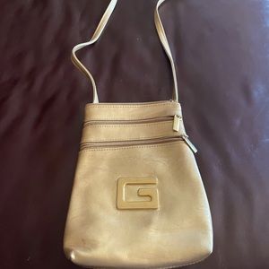 Vintage Gold Tango Bag Soft Crossbody Purse w/2 Exterior Zippered Pockets.